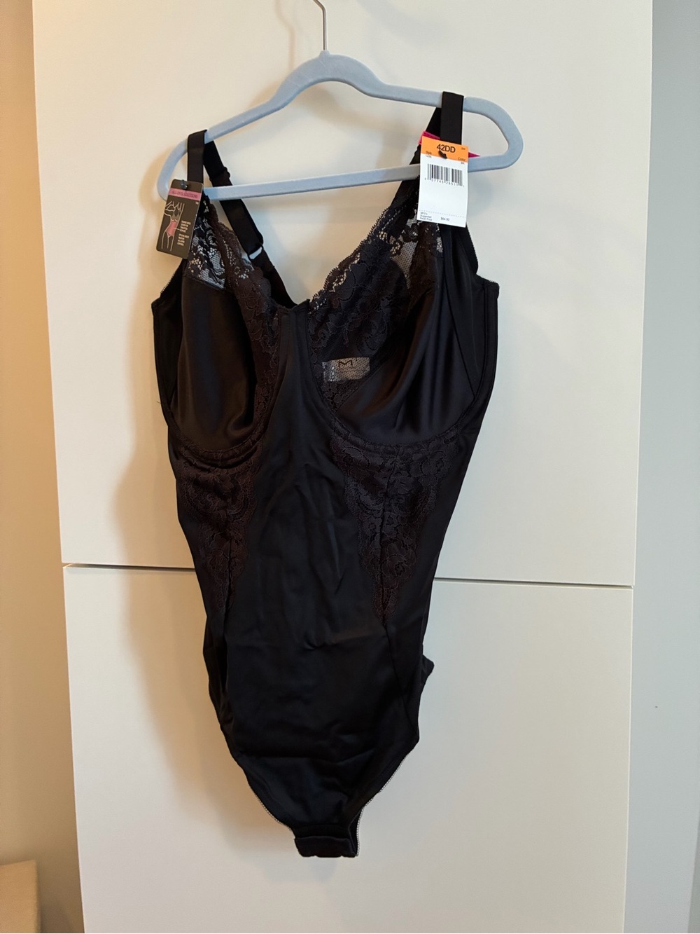 NWT Maiden form Shapewear - Black Lace-Trim Bodysuit 42DD